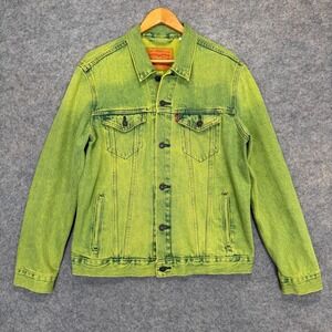 VTG Levi's Slime Lime Neon Green Trucker Denim Jacket Mens Large Type 3 Rare